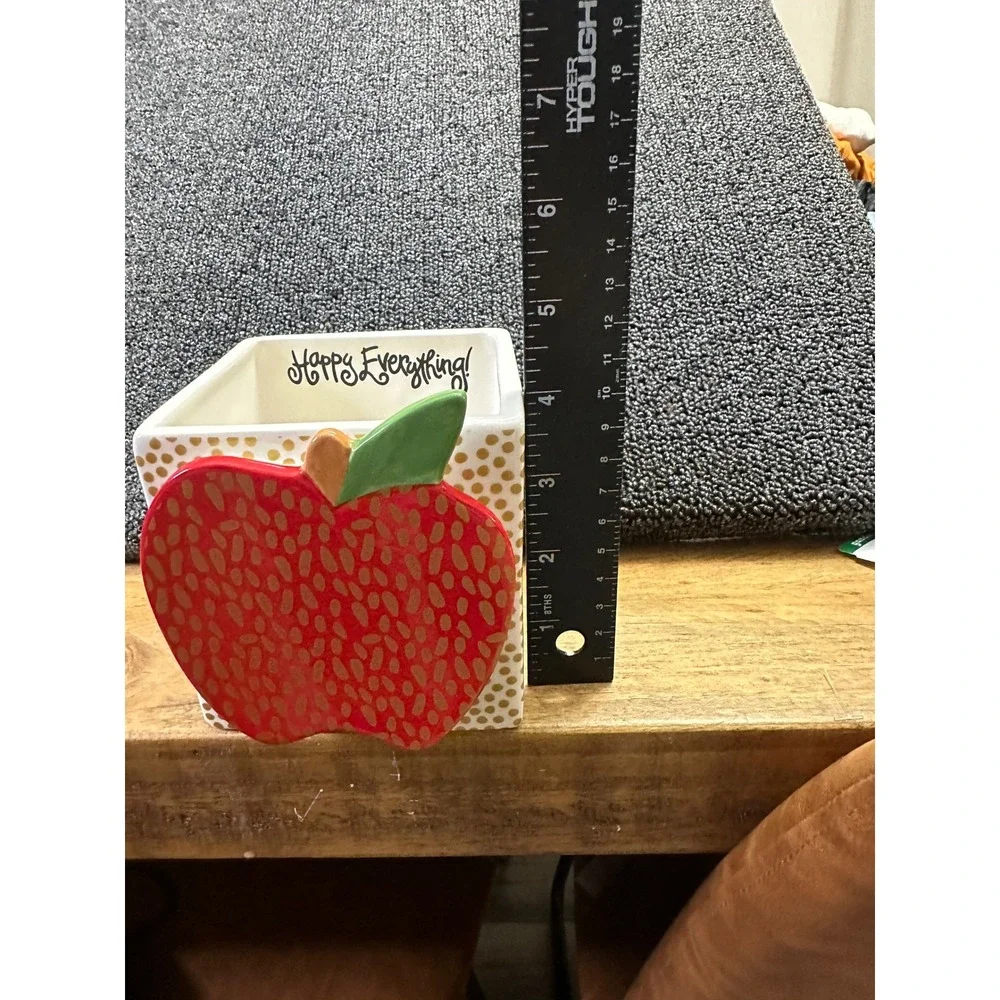 Happy Everything Laura Johnson Mini Square Nesting Cube Gold Polka Dot Red Apple